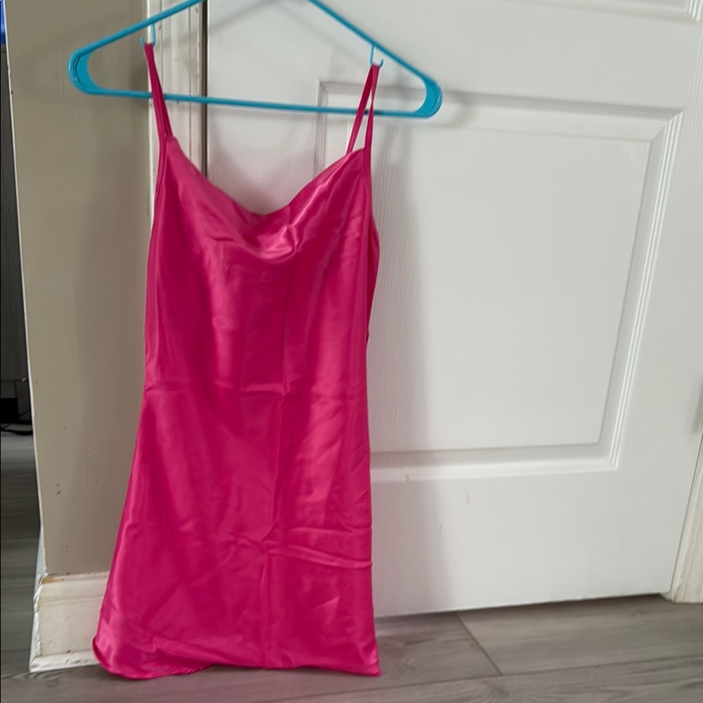 Vibrant Pink Satin Slip Dress